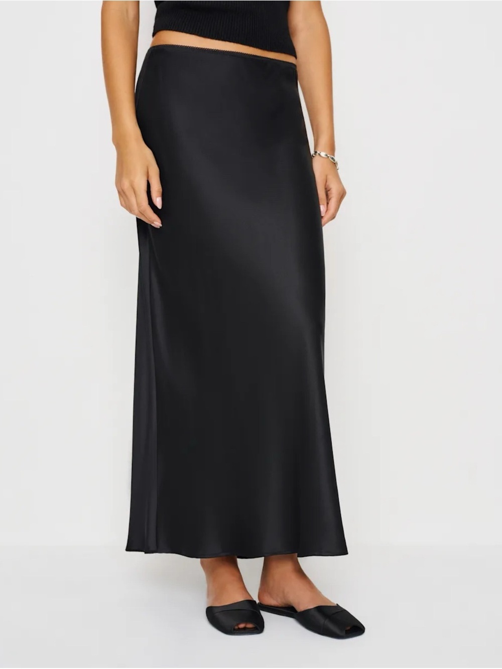 NWT Reformation Layla Silk Skirt Black 6